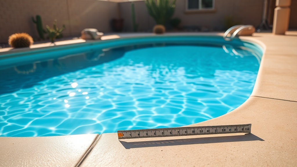 Pristine Phoenix pool showing evaporation, illustrating the Arizona Evaporation Crisis: How pool owners lose 2 inches weekly.